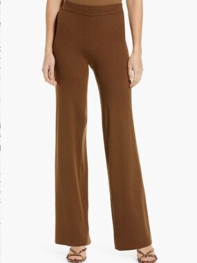 GOOD AMERICAN Women's Wide-Leg Ribbed Knit Pants - Brown
